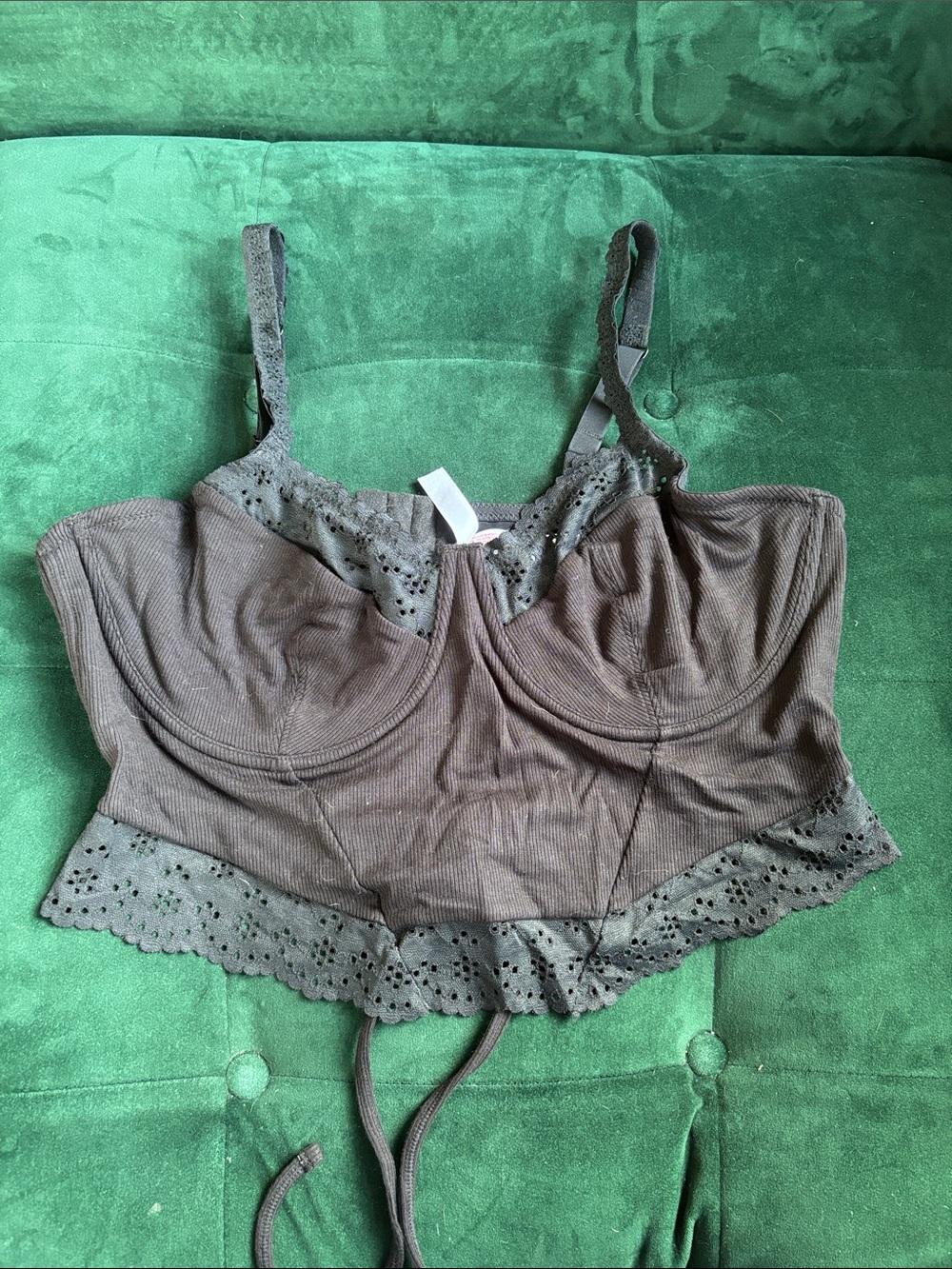 Colsie Black Lace-Trim Camisole Bralette